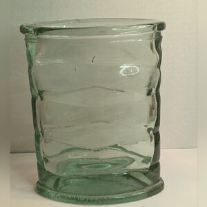 Recycled Heavy Glass Flower Vase SPAIN Teal Blue Green.